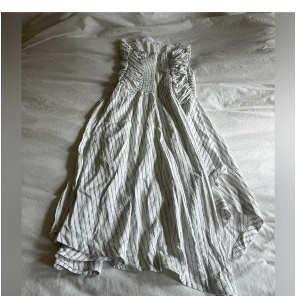 ✅Anthropologie Strapless Hanky-Hem Midi Dress White Black size XL - Picture 8 of 9